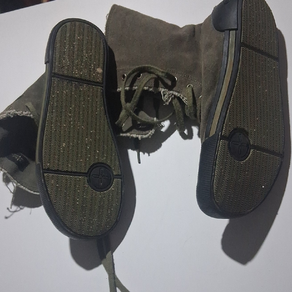 Olive Green Suede Boots